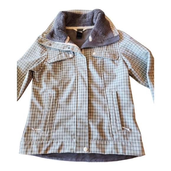 The North Face moonlight gray Wildcat soft shell plaid winter jacket M - Picture 4 of 16